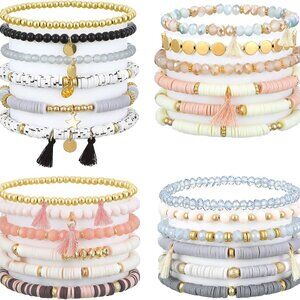 Bohemian Bracelets Bulk 24 Pcs Stackable Beaded Jewelry for Women Teen Girls